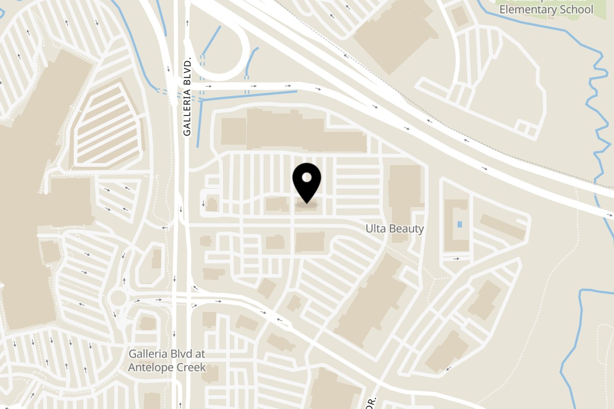 Map showing the location of Garden of Eat'n Creekside on 1228 Galleria Blvd #130 in Roseville